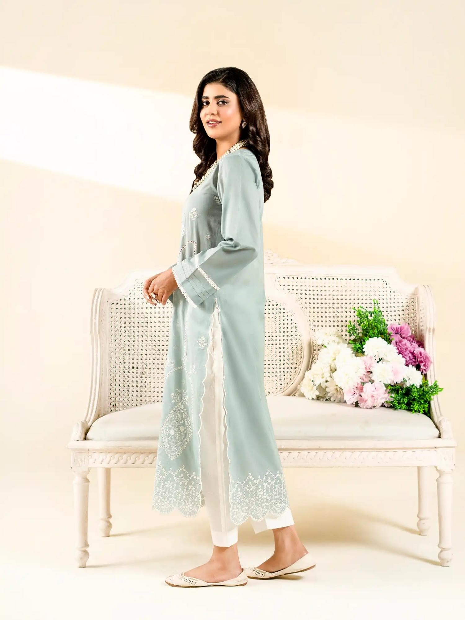 Blue-Rabazka Blended Lawn Embroidered Stitched Shirt-WRTW-DELW-1PC-S26-03