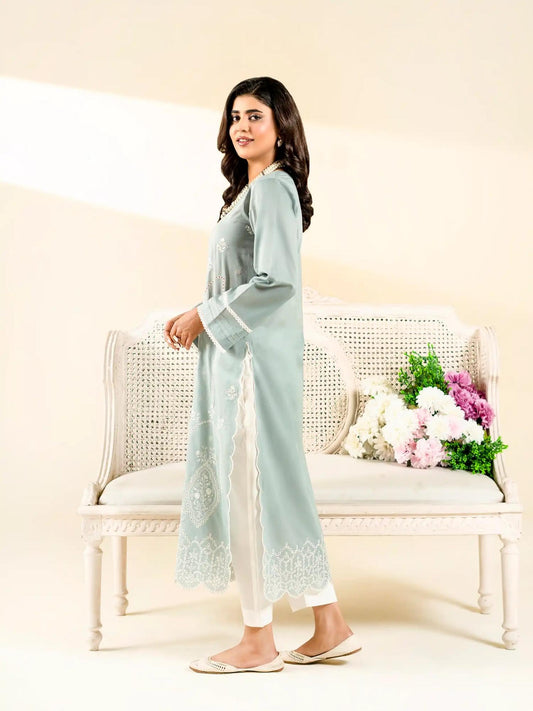 Blue-Rabazka Blended Lawn Embroidered Stitched Shirt-WRTW-DELW-1PC-S26-03
