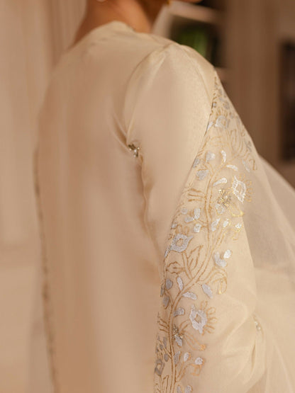 Allure By IH Luxury Pret Raw Silk Embellished Stitched 3-Piece Suit-Charlie