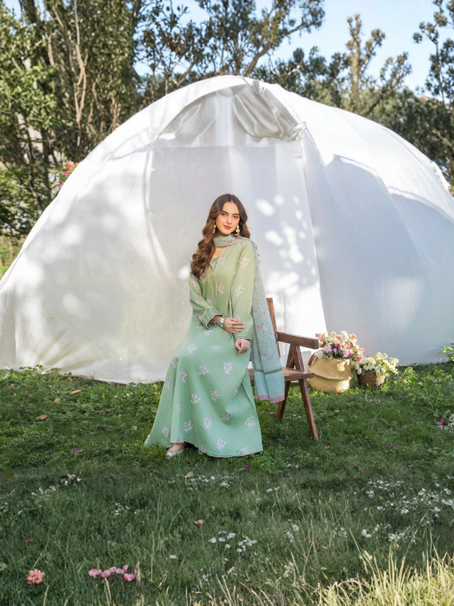 Mint Green Panache Apparel Karandi Embroidered Stitched Suit-Ornate