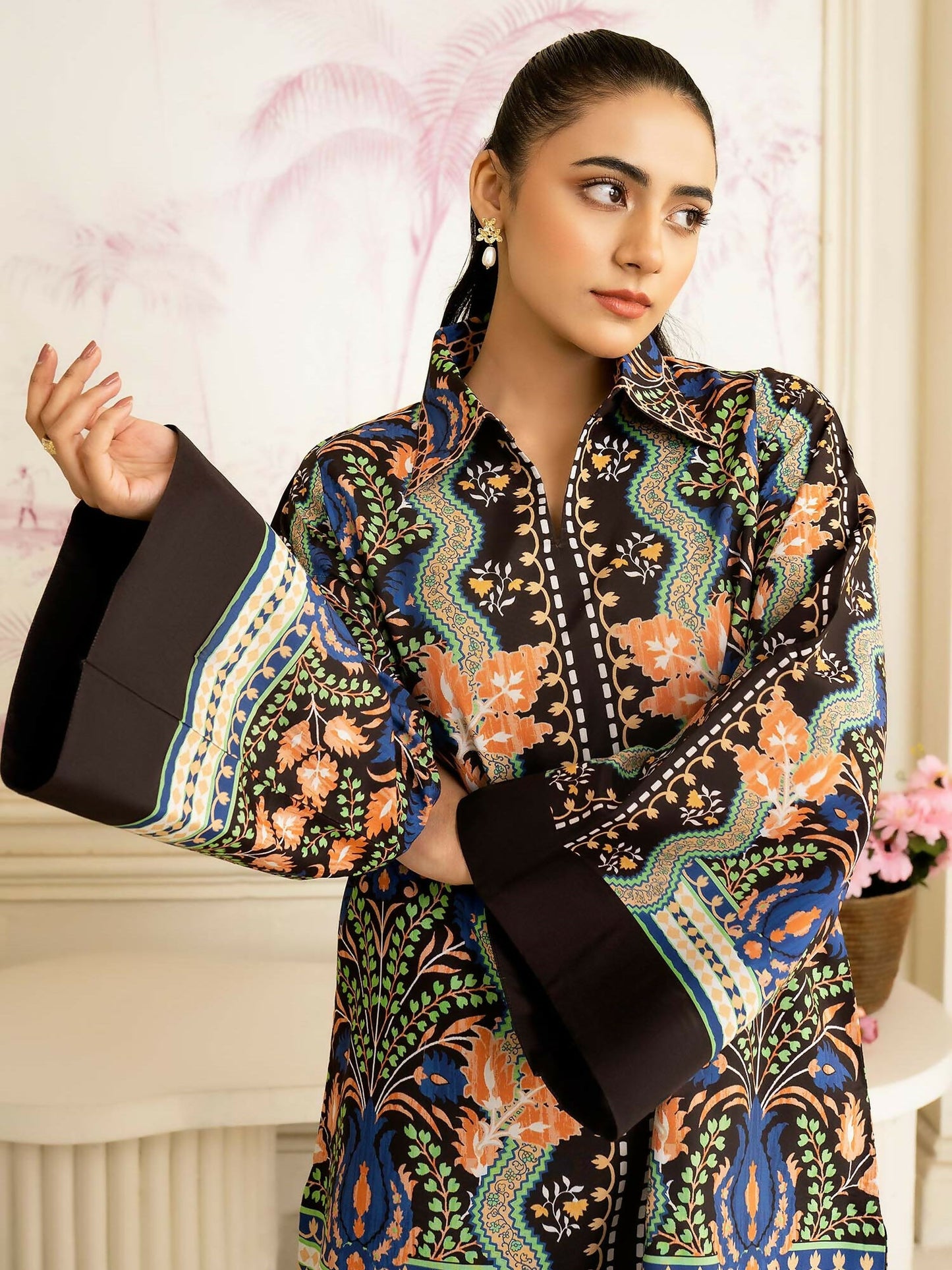 Allure By IH Salina Lawn Silk Printed Co-Ord Set-Gina