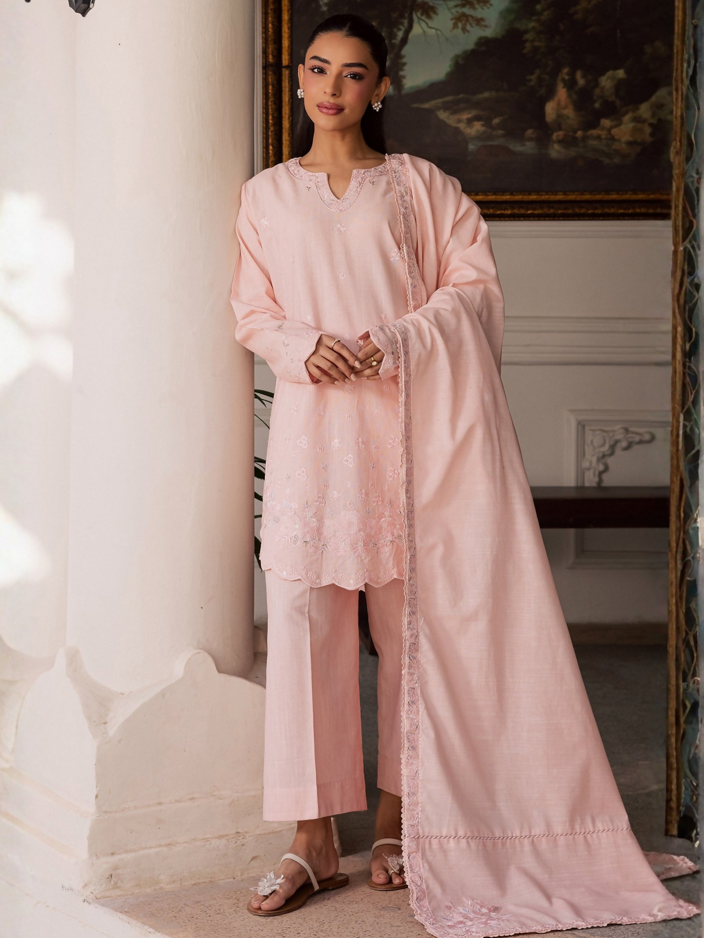 Mannat Clothing Laila Winter Pret '25 Karandi Embroidered Stitched Suit-Mina