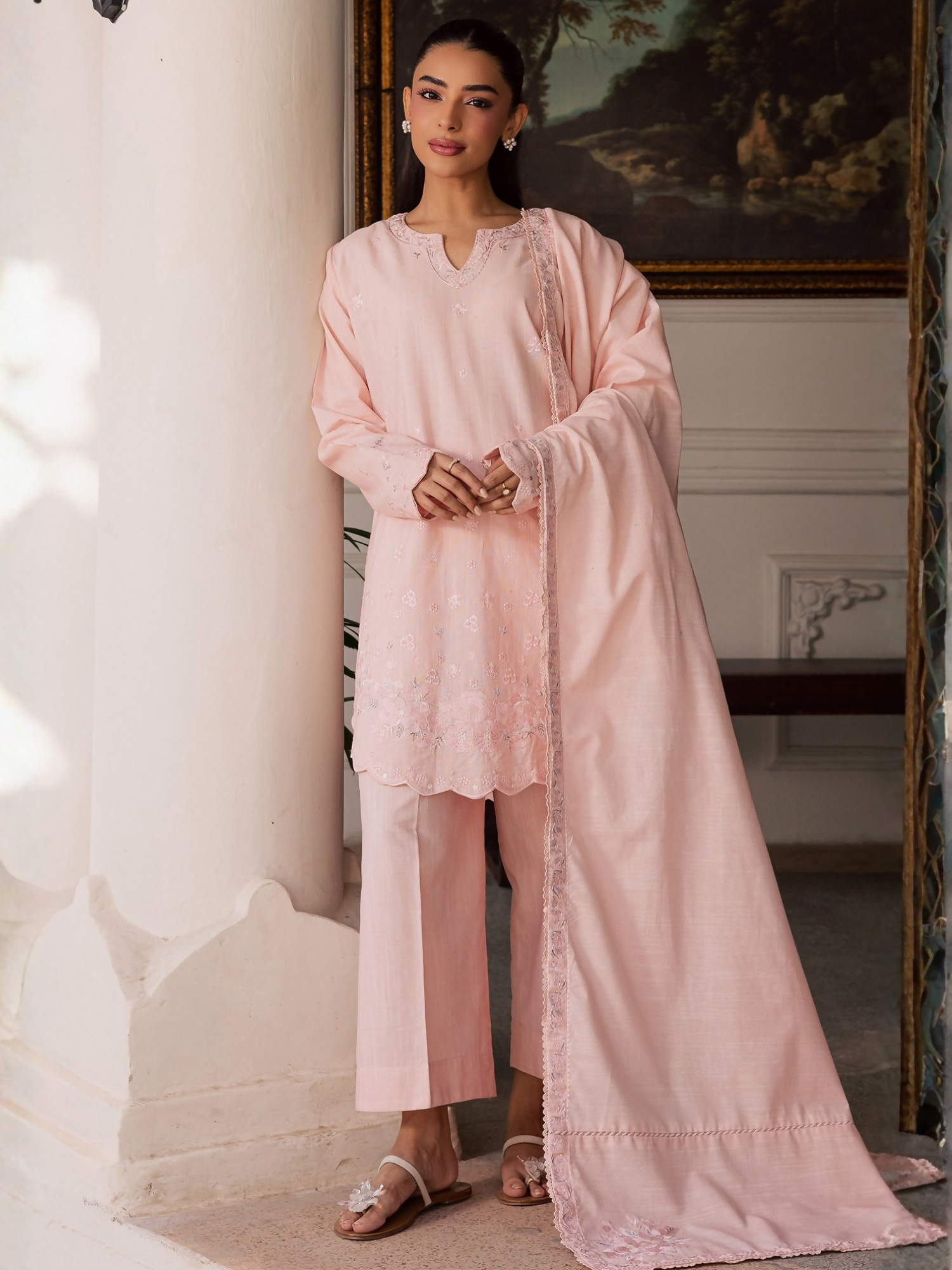 Mannat Clothing Laila Winter Pret '25 Karandi Embroidered Stitched Suit-Mina