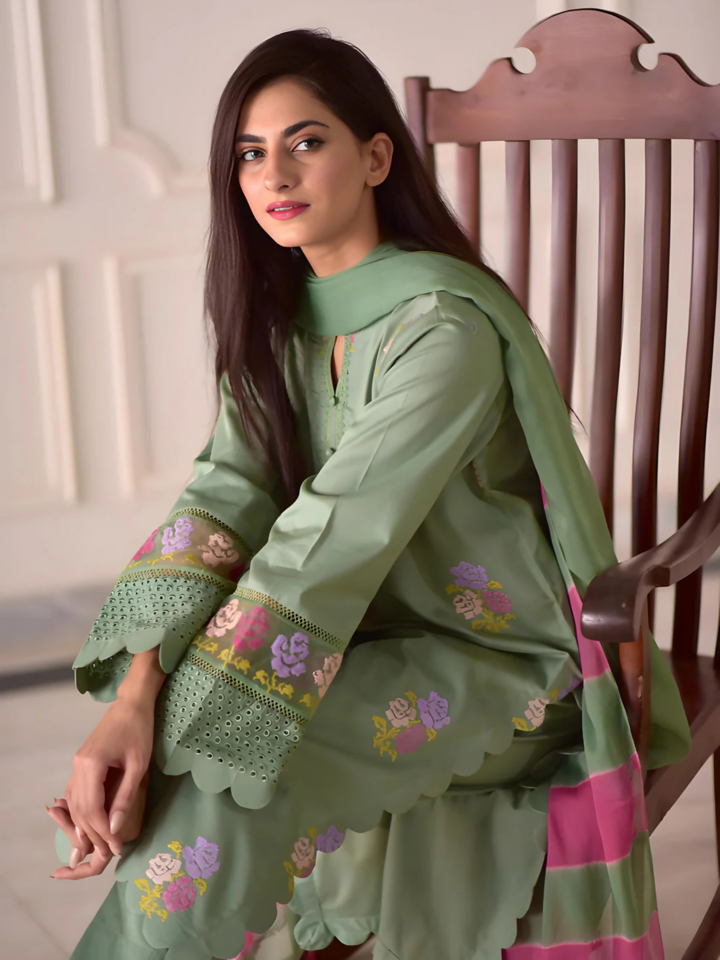 Tawakal Closet Cotton Embroidered Stitched 3-Piece Suit-Pista