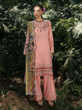 Hemstitch Lawn Embroidered Stitched 3-Piece Suit-Pinky Peony