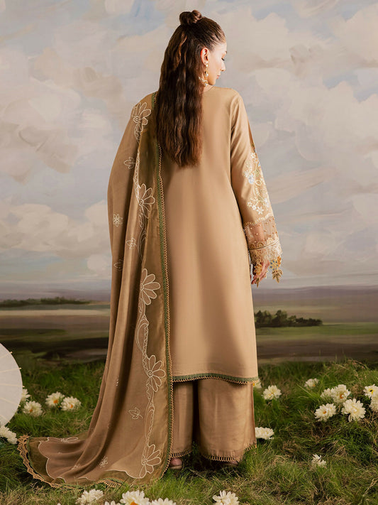 Mahnur Kaia Slub Linen Embroidered Stitched 3-Piece Suit-K- 04