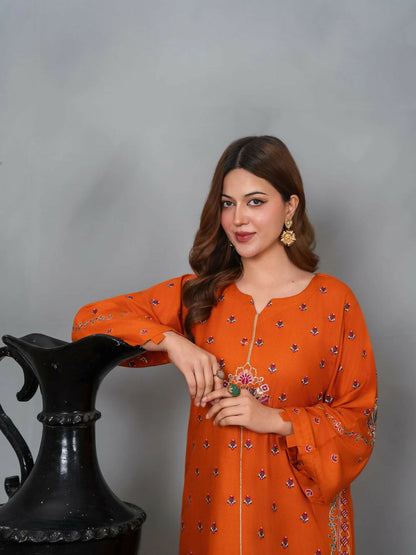 Stylish Collection Musk Linen Embroidered Stitched 2-Piece Suit-Aleena