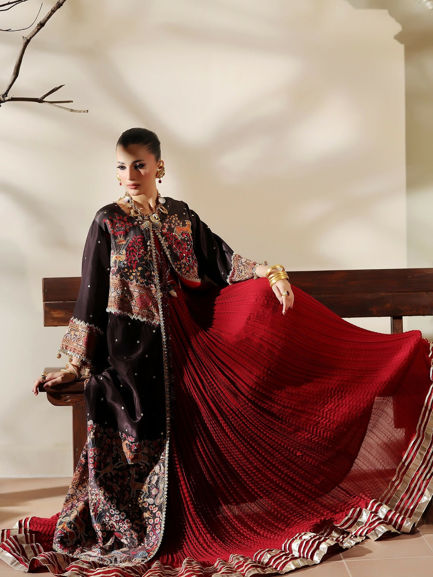 Shiza Hassan The Royal Affair Tusser Silk Embellished Pishwas-Eternal Empress