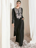 Hussain Rehar Basic Not Basic 2 Raw Silk Embellished Stitched 3-Piece Suit-Corvus