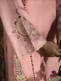 Hemstitch Lawn Embroidered Stitched 3-Piece Suit-Pinky Peony