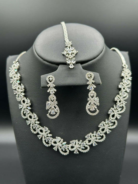 H&A Jewellery One Carat Silver Rhodium Plated Jewellery Set