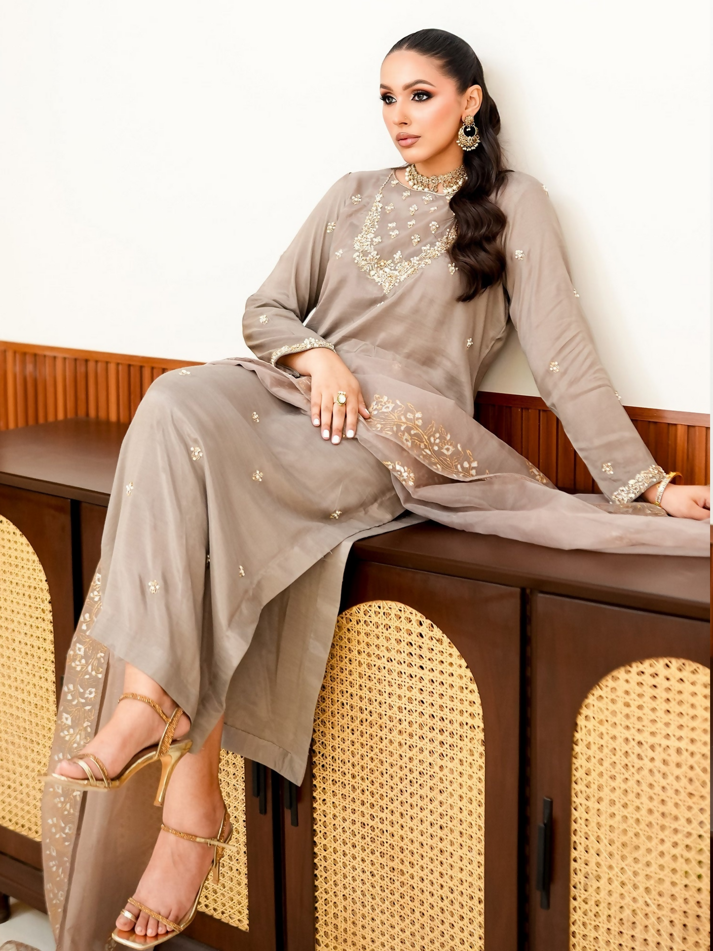 Allure By IH Fashion Calling Raw Silk Embellished Stitched 3-Piece Suit-Ruth
