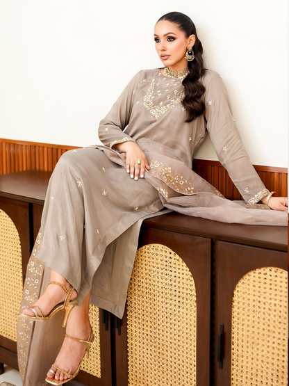 Allure By IH Fashion Calling Raw Silk Embellished Stitched 3-Piece Suit-Ruth
