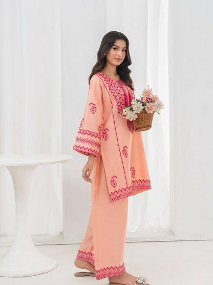 Stylish Collection Allure Cotton Embroidered Stitched 2-Piece Suit-Jugnu Peach