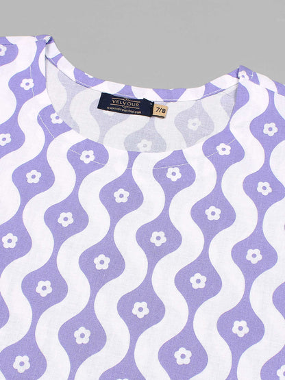 Velvour Girls Cotton Printed Co-Ord Set-VG172-A
