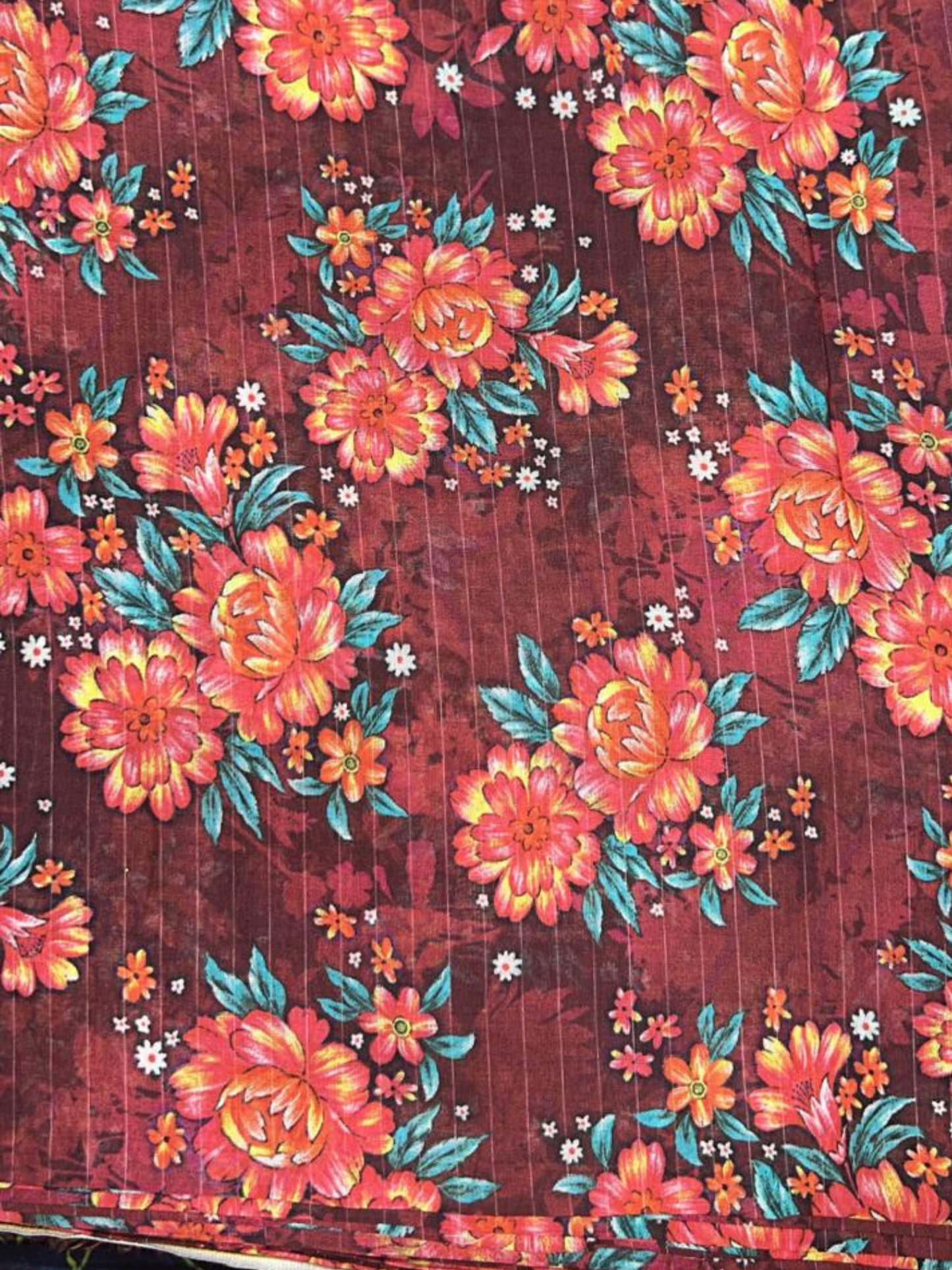 Maroon Bin Shaukat Lawn Printed Unstitched 2-Piece Suit