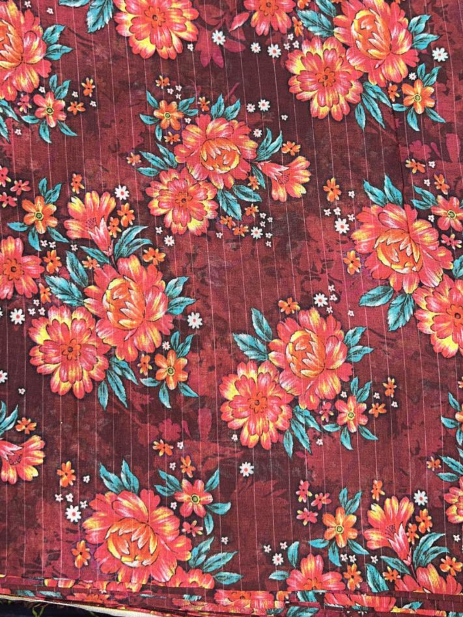 Maroon Bin Shaukat Lawn Printed Unstitched 2-Piece Suit