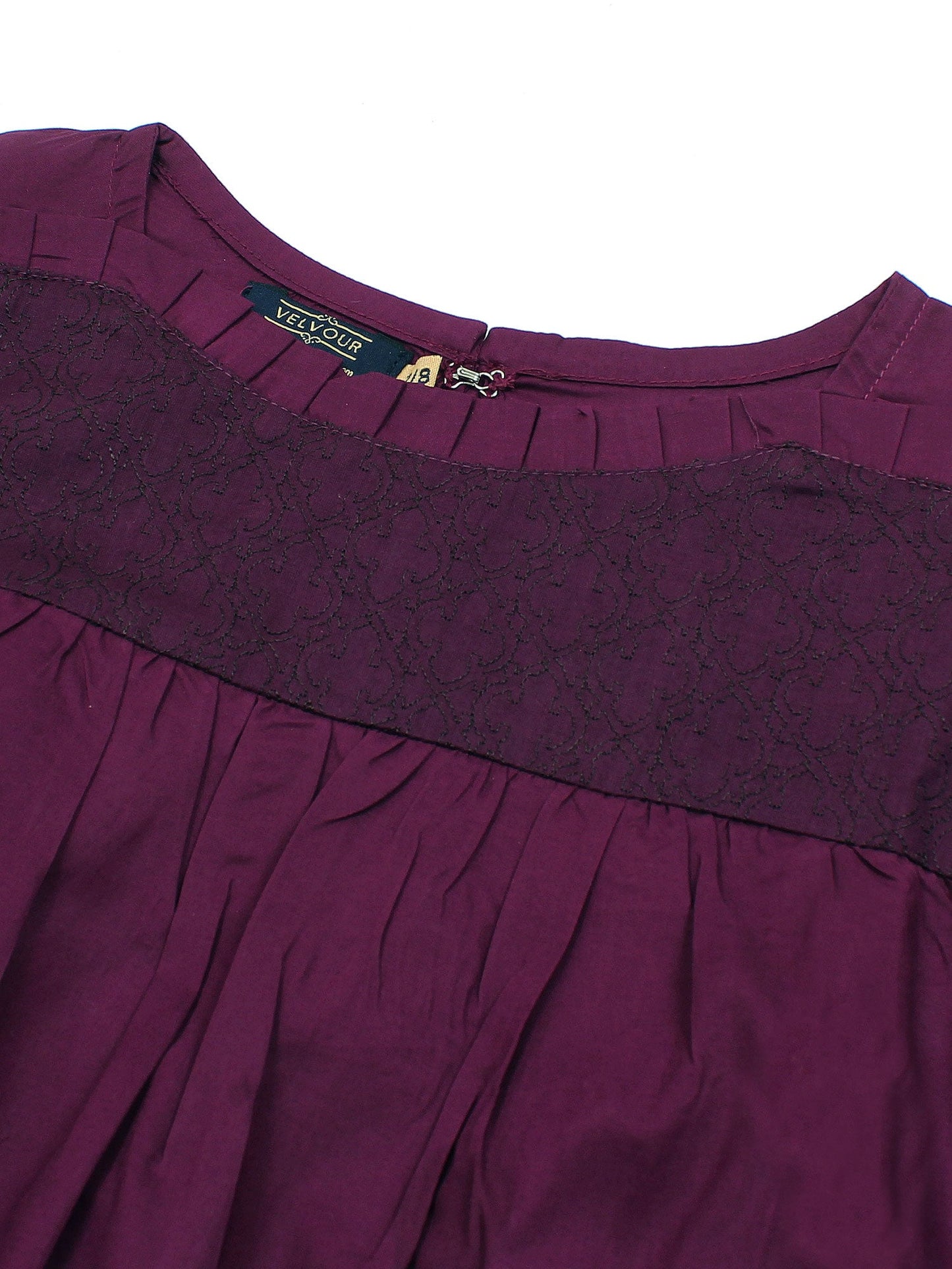 Velvour Girls Cotton Embroidered Stitched Tunic-VG96-B