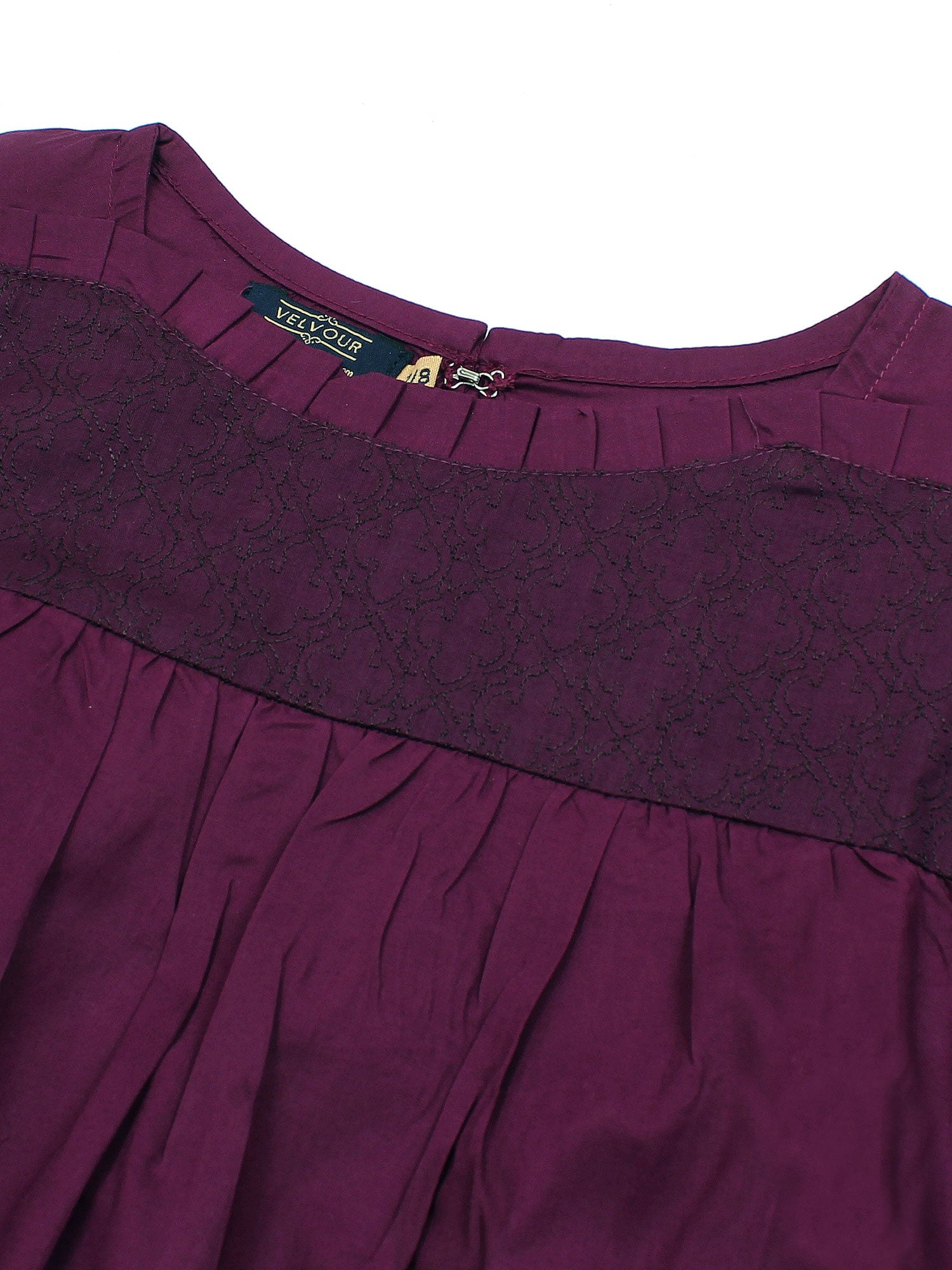 Velvour Girls Cotton Embroidered Stitched Tunic-VG96-B