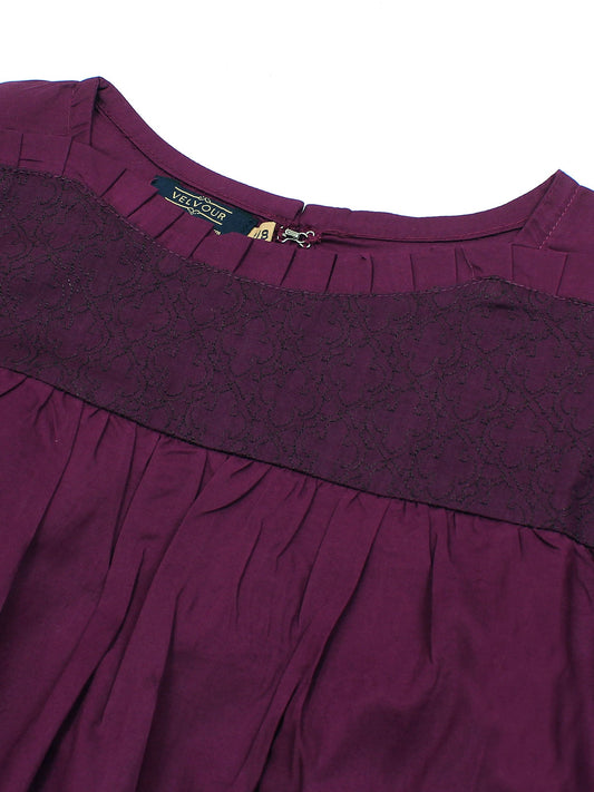 Velvour Girls Cotton Embroidered Stitched Tunic-VG96-B