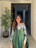 Green Savarna Silk Embroidered Stitched 3-Piece Suit