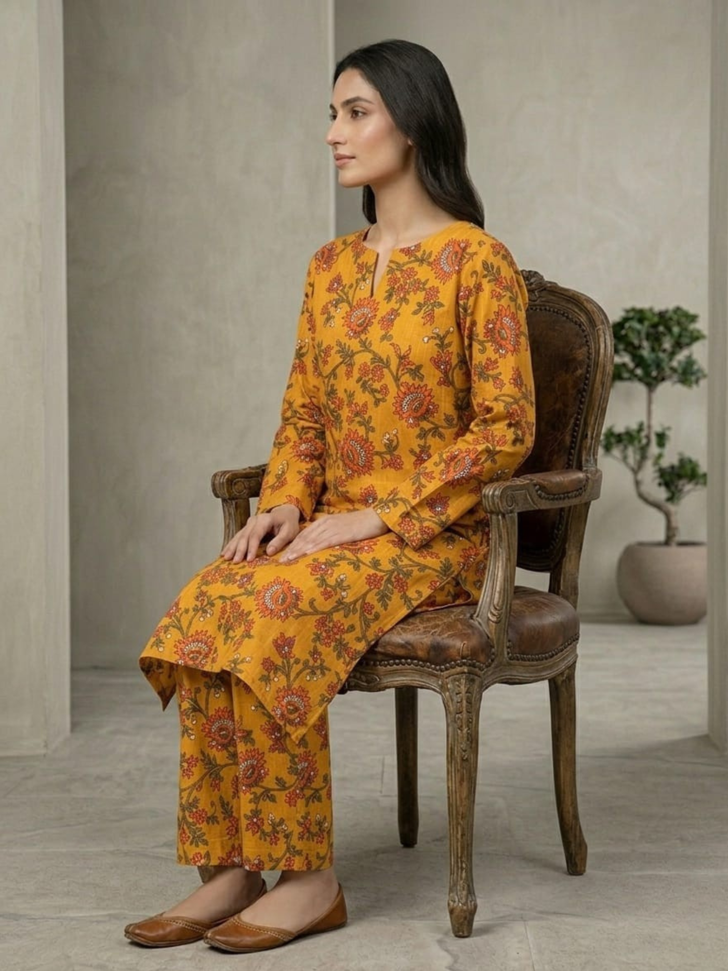 Yellow Bin Shaukat Lawn Printed Unstitched 2-Piece Suit