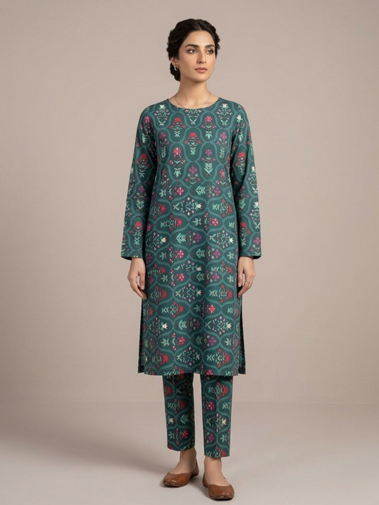 Green Bin Shaukat Lawn Printed Unstitched 2-Piece Suit