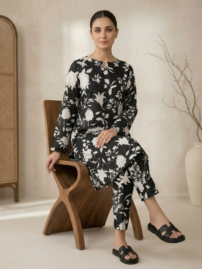 Black Bin Shaukat Lawn Printed Unstitched 2-Piece Suit