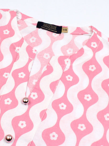 Velvour Girls Cotton Printed Co-Ord Set-VG147-B