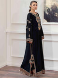Black Rabazka Raw Silk Embroidered Kaftan