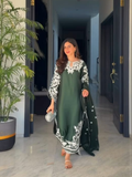 Green Savarna Silk Embroidered Stitched 3-Piece Suit