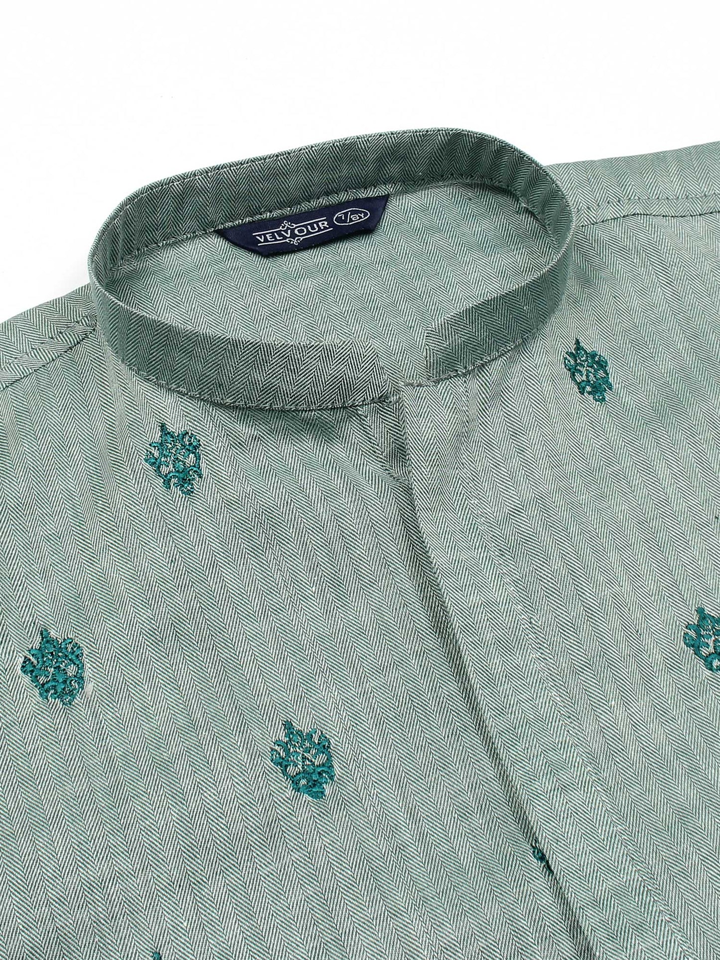 Velvour Boys Cotton Embroidered Stitched Kurta-VB196-H