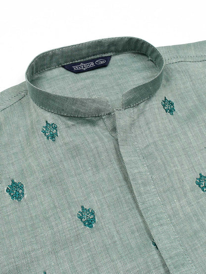 Velvour Boys Cotton Embroidered Stitched Kurta-VB196-H