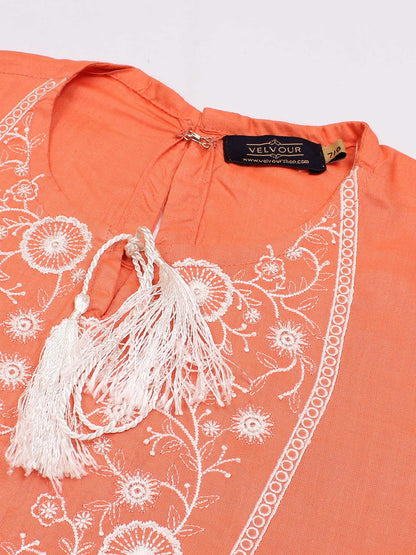 Velvour Girls Cotton Embroidered Stitched Kurti-VG58-A