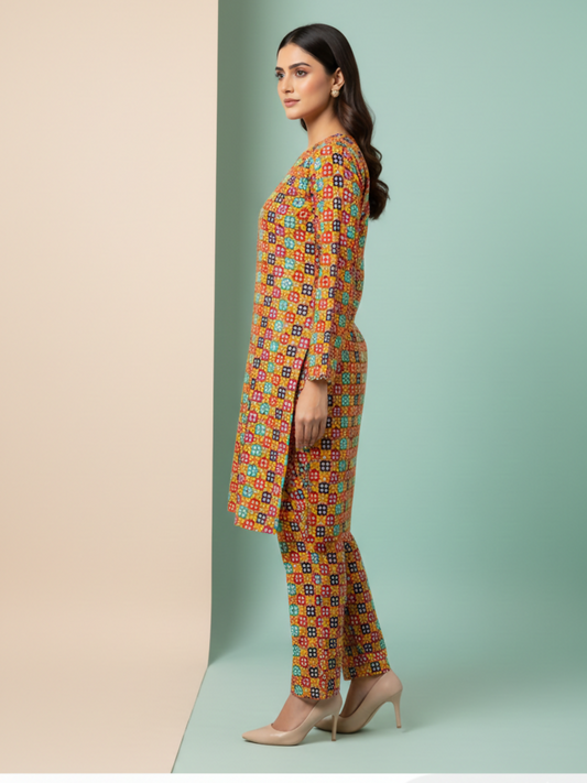 Bin Shaukat Cotton Cambric Printed Unstitched 2-Piece Suit