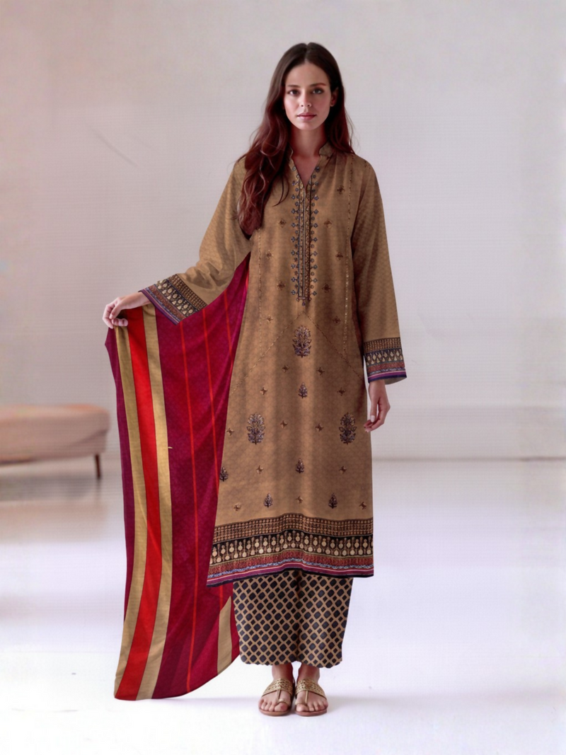 Bin Rehman Lawn Embroidered Unstitched 3 Piece Suit D 113