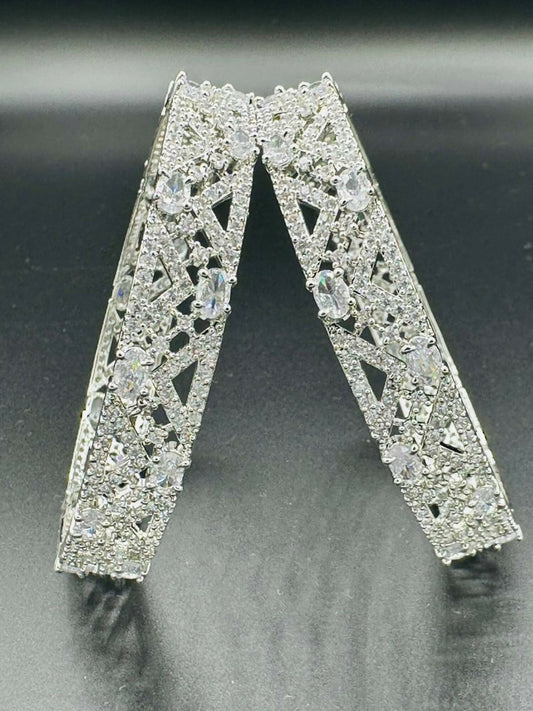 H&A Jewellery One Carat Silver Rhodium Plated Bangles