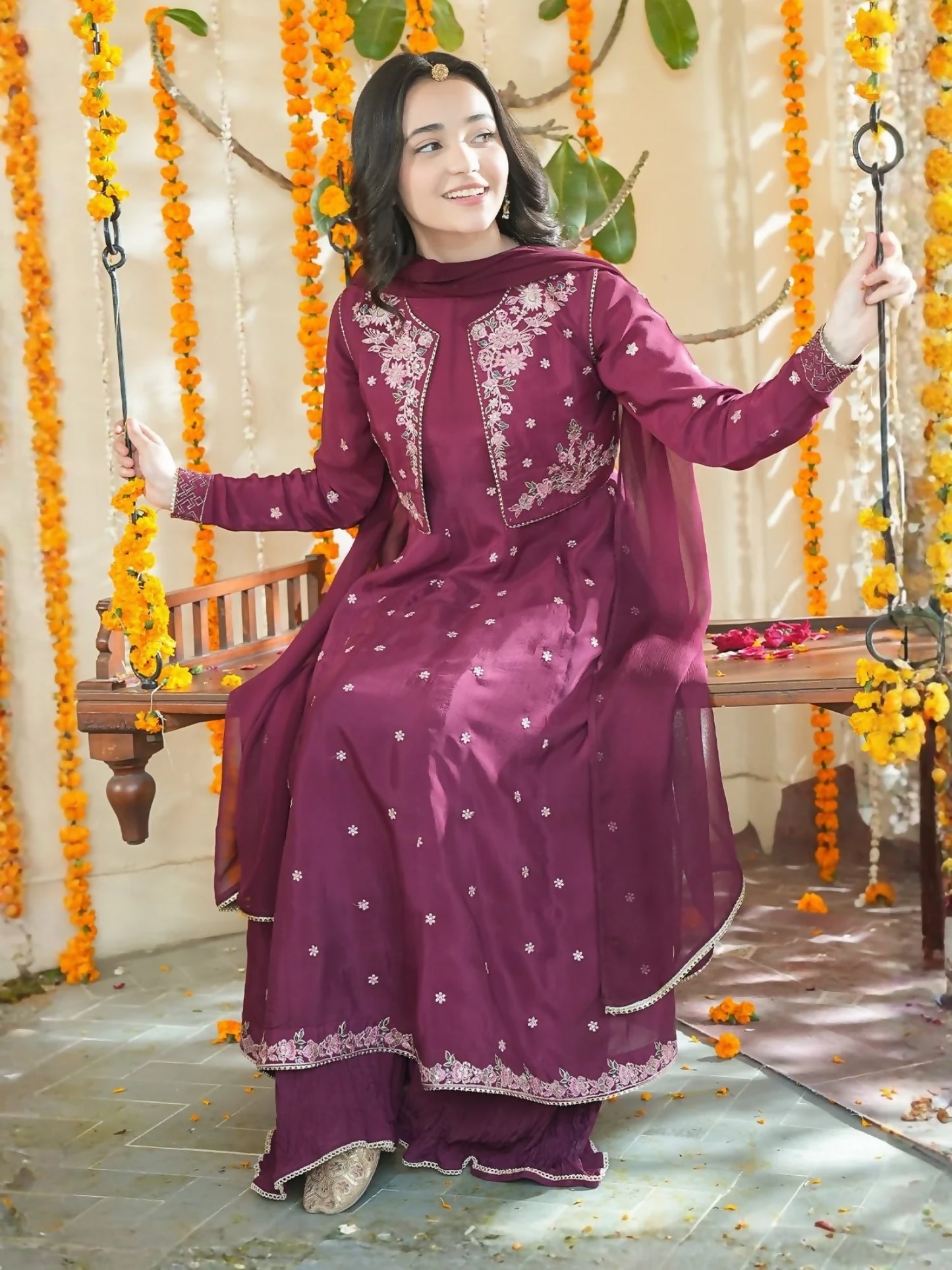 Panache Apparel Noore Eid Edit Sheesha Silk Embroidered Stitched Suit-Zeni