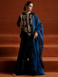 Hussain Rehar Luxury Pret'23 Raw Silk Embellished Stitched 3-Piece Suit-Negra