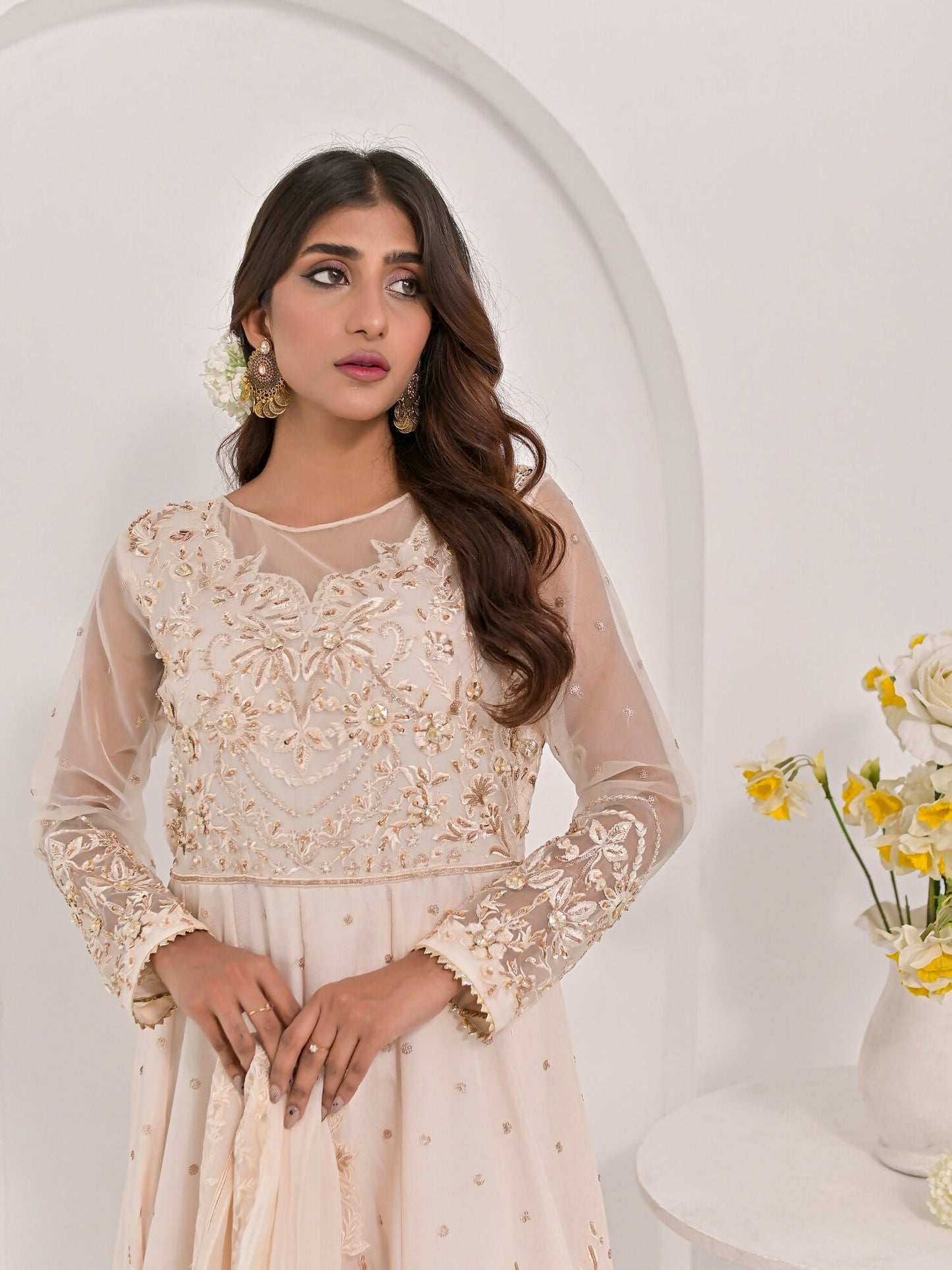 Farooq Hameed Studio Pariza Lux Festive'25 Glass Silk Embroidered Stitched 3-Piece Suit-Aifa