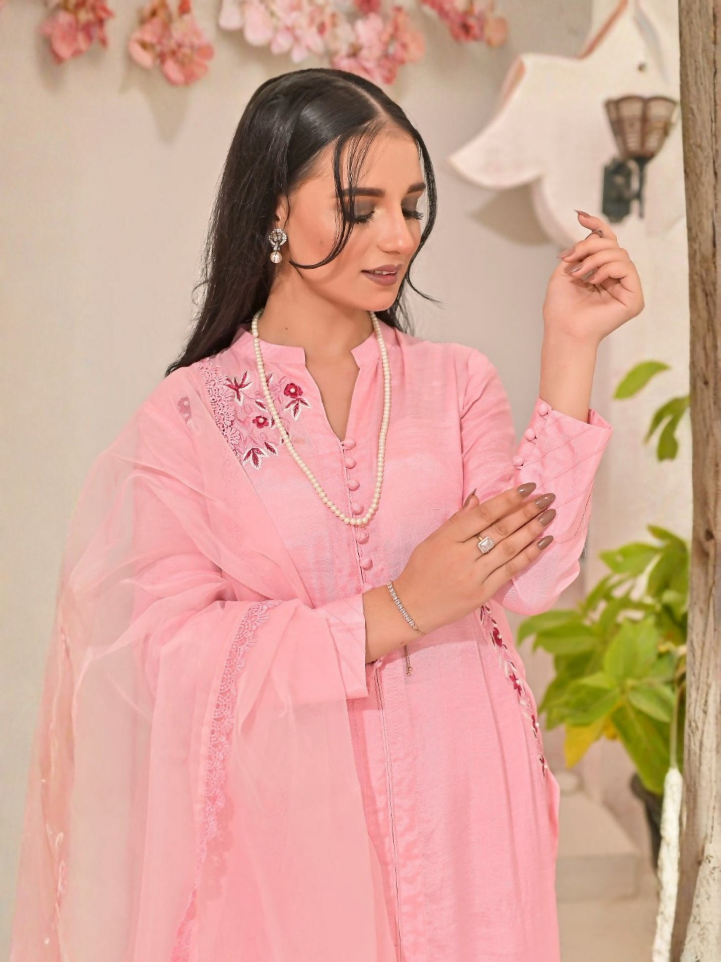 Ruby's Couture Panache Raw Silk Embroidered Stitched 3-Piece Suit-Ayzal