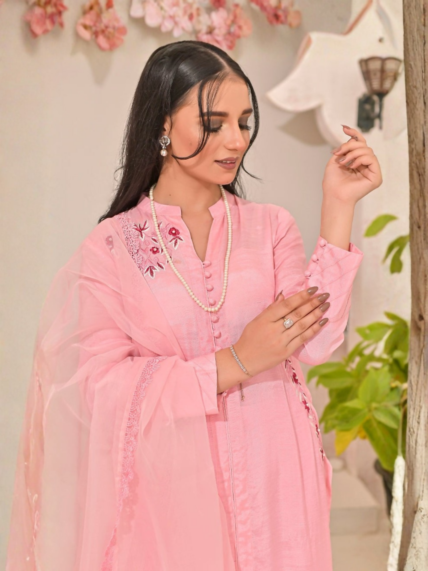 Ruby's Couture Panache Raw Silk Embroidered Stitched 3-Piece Suit-Ayzal