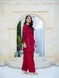 HU Studios Soléa Collection Lawn Cotton Embroidered Stitched 2-Piece Suit-Cherry Eclipse