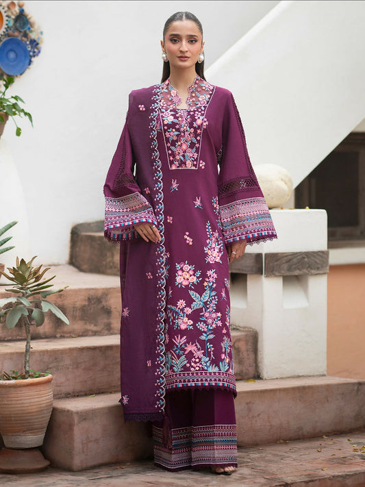 Mahnur Angan Lawn'26 Embroidered Stitched 3-Piece Suit-AN-008
