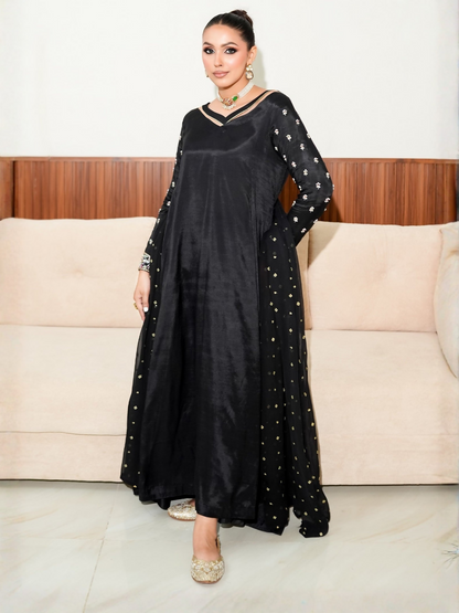 Allure By IH Fashion Calling Raw Silk Embellished Stitched 3-Piece Suit-Maanvi