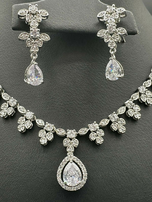 H&A Jewellery One Carat Silver Rhodium Plated Jewellery Set
