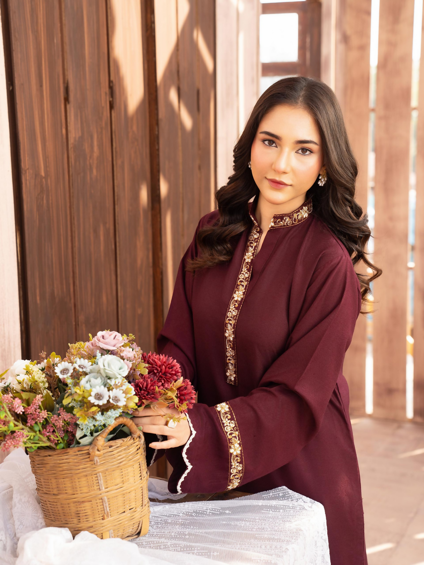 Panache Apparel Winter Core Khaddar Embroidered Stitched Suit-Flake