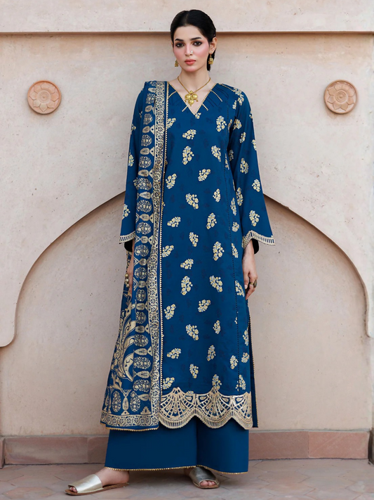 Blue Panache Apparel Noor Mahal Cotton Printed Stitched Suit-Dilafza