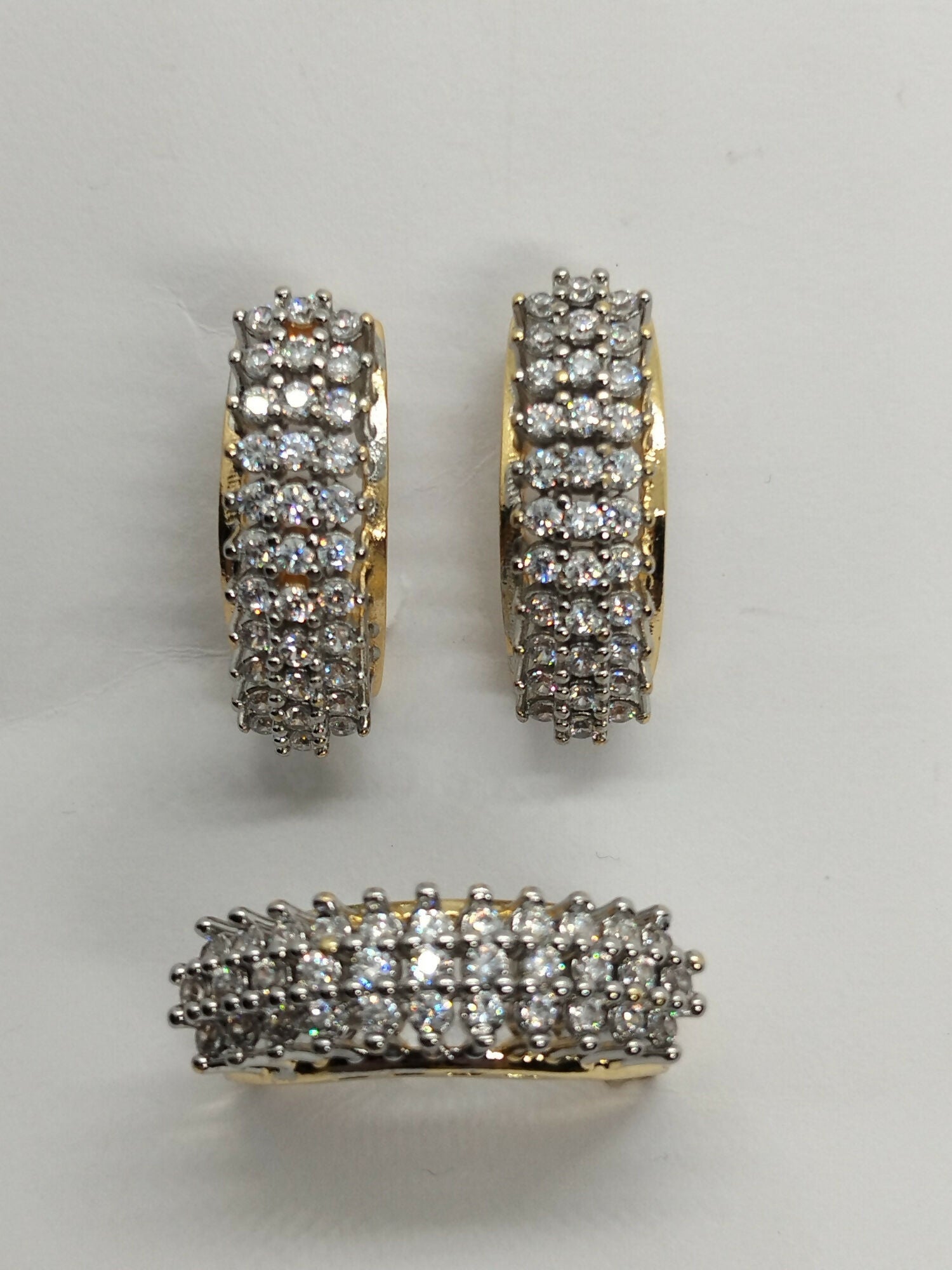 H&A Jewellery Dual Tone Stud Earrings and Ring Set