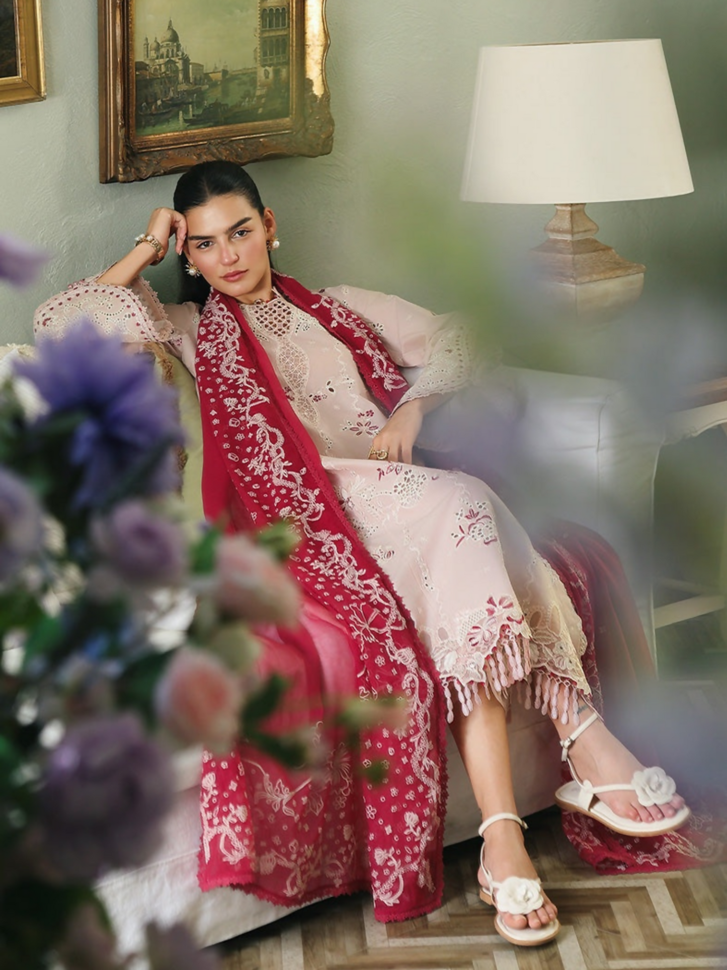 Qalamkar Qline Lawn Drop-1 Embroidered Unstitched 3-Piece Suit-RP-09-Reyna